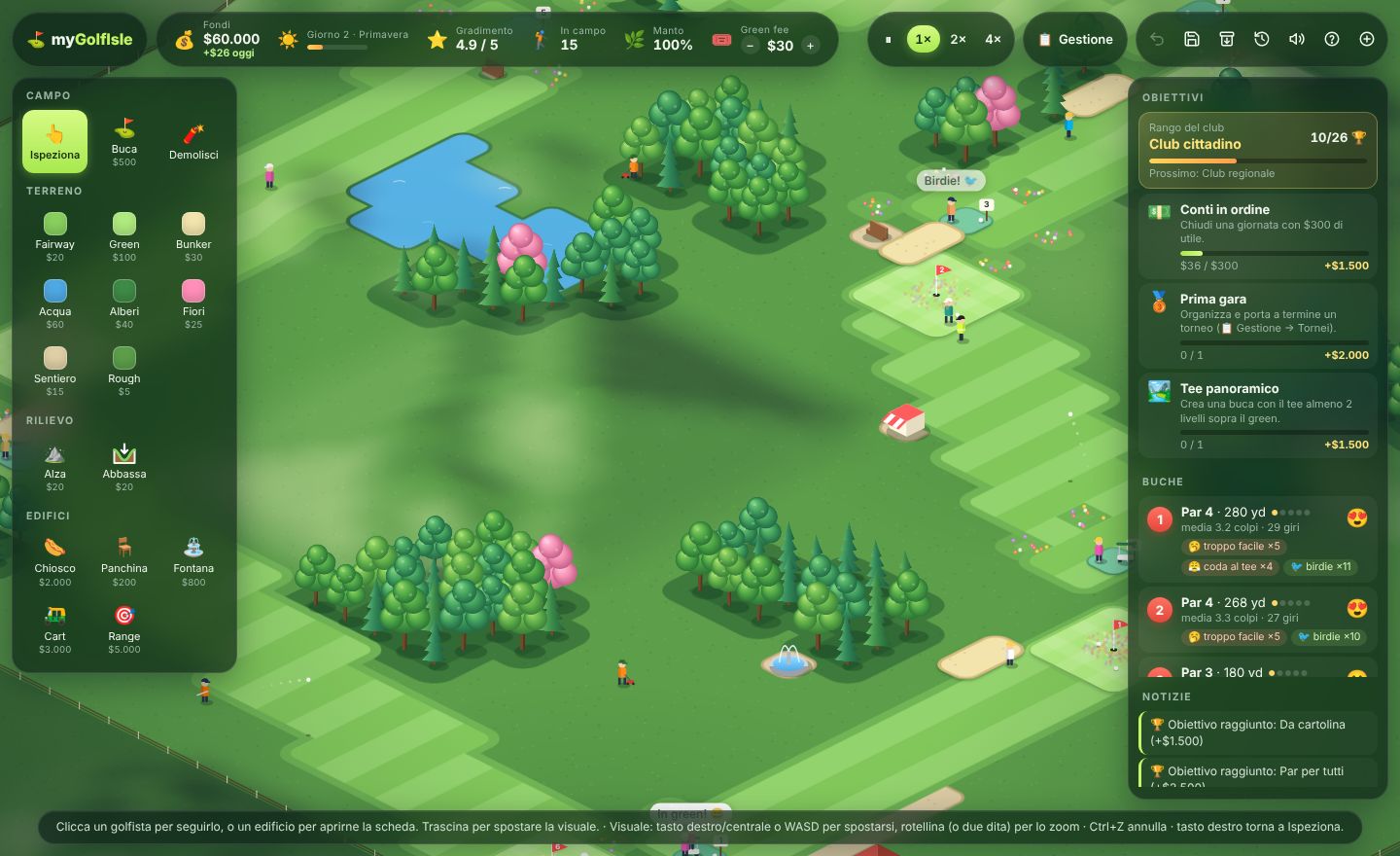 The game on a computer: the course, tools and goals